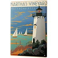 Los mejores  - LEotiE SINCE 2004 Cartel Letrero de Chapa Gira Mundial De Martha Vineyard- Massachusetts Faro Velero Island